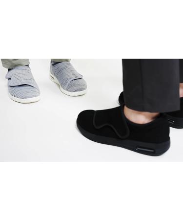 KWUKOTY Diabetic Men's Extra Wide Slip-on Shoes - Adjustable Walking Shoes for Swollen Feet, Arch Support & Neuropathy Relief - 9.5W Grey - Buy Online on GoSupps.com