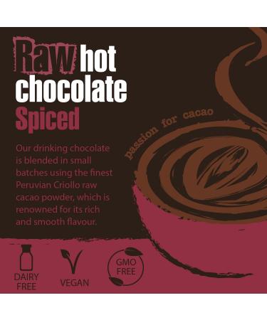 Premium Vegan Raw Spiced Hot Chocolate Cocoa Powder | With Warming Winter Spices | Raw Cacao Cinnamon Nutmeg & Coconut Blossom Sugar | Dairy Free Soya free and Gluten Free | 1 x 175g Tin Can - Buy Online on GoSupps.com