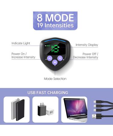 EMS Muscle Stimulator - 8 Modes & 15 Intensities Abdominal Trainer | USB Rechargeable Fitness Device with 10 Gel Pads for Belly Arms & Legs - Flame Violet - Buy Online on GoSupps.com