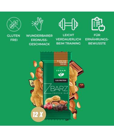 Zbarz Vegan Protein Bar - Sugar-Free Peanut Cocoa (12 x 35g) | Healthy Snacks & Fitness Treats - Buy Online on GoSupps.com