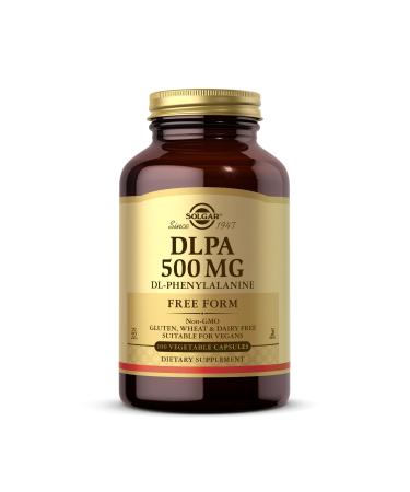 Solgar DLPA 500 mg - 100 Vegetable Capsules - Free Form DL-Phenylalanine - Non-GMO, Vegan, Gluten Free, Dairy Free, Kosher - 100 Servings 100 Count (Pack of 1)