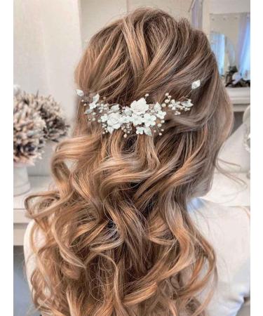 Casdre Flower Bride Wedding Hair Vine Pearl Headpiece - Silver Bridal Hair Accessories for Women and Girls - Buy Online on GoSupps.com