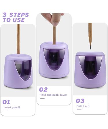 Electric Pencil Sharpener - AZLNRMU Cute Design Pencil Sharpener with Pencil Saver Suitable for Colored Pencils(6-8.5mm)  Blade to Fast Sharpen  Gift for Students/Primary School/Office (Purple) - Buy Online on GoSupps.com