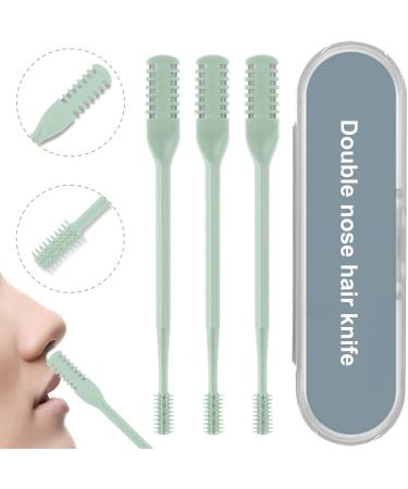 Double Sided Nose Hair Knife - 2-in-1 Nasal Hair Cutter & 360 Rotating Trimmer for Men & Women - Portable Nostril Hair Remover Tool in Green - Buy Online on GoSupps.com