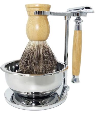 Crody Simplicity Men's Razor Set | Stylish Bamboo Double-Sided Safety Razor & Hair Brush Holder - International Shipping Available - Buy Online on GoSupps.com