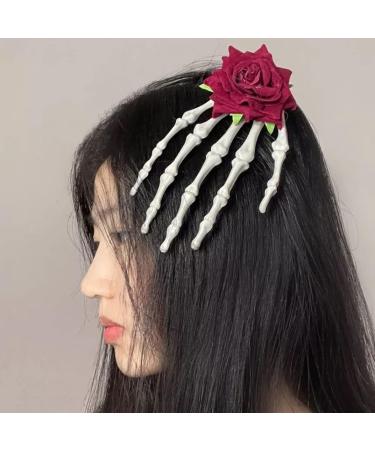 Skeleton Hands Hair Clip Halloween Rose Skull Barrette Zombie Punk Rock Hair Clip for Women Girls (15x8. 5cm) Halloween Decoration - Buy Online on GoSupps.com