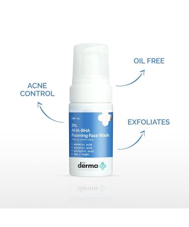 3% AHA-BHA Foaming Face Wash | Gently Exfoliates & Unclogs Pores | Controls Acne for All Skin Types | 3.38 Fl Oz/100ml - Buy Online on GoSupps.com