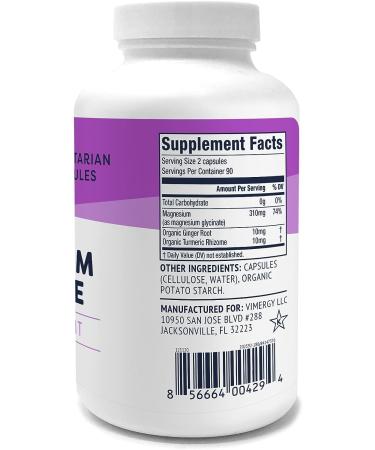 Vimergy Magnesium Glycinate with Organic Turmeric & Ginger - 90 Servings, Supports Relaxation & Health - 180 Count, Gluten-Free & Vegan - Buy Online on GoSupps.com
