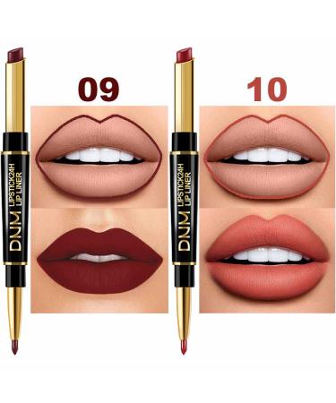 6Pcs Lip Liner and Lipstick Set - DNM Chestnut Nude Dark Red Matte Pens Makeup for Black Mature Women - Long Lasting 24H - A01 - Buy Online on GoSupps.com