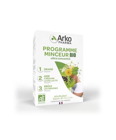 Arkofluides® Slimming Program Organic Box - Drainer, anti-cellulite and fat burner - 30 ampoules