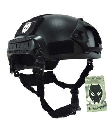 ATAIRSOFT PJ Type Tactical Airsoft Paintball MICH 2001 Helmet with Side Rail & NVG Mount Black