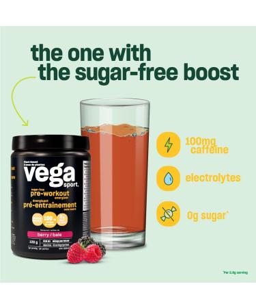 Vega Sport Sugar Free Pre-Workout Energizer Berry (40 Servings) & Sport Protein Vegan Protein Powder Vanilla (20 Servings) BCAAs Amino Acid Keto Friendly Tart Cherry Gluten Free - Buy Online on GoSupps.com