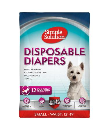 Simple solution disposable dog diapers for bitches |Super absorbent spout -safe fit |Nativity Endicator 12 Pack S (1 Pack)
