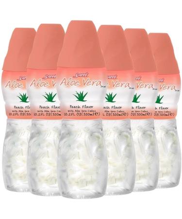 Aloe vera juice (Peach flavored) Aloe vera drink with bigger chunky pure aloe pulp (6 Packs) Plant based juice great for hydration and contains large aloe pulp. Aloe vera peach juice is healthy for adults and kids