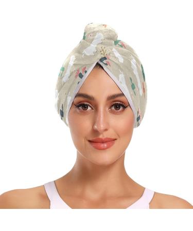 Boho Llama Dry Hair Cap Set | Quick Drying Towel & Button Headband - Super Absorbent & Comfortable - Buy Online on GoSupps.com