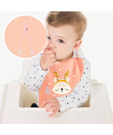 Shakven Bib Holder Cute Bear Napkin Holder Chain Clip Bibs Napkin Clip Lanyard Neck Strap Bib Clips Cultivate Self-Feeding Habits Baby Dining Clothing Protector Pink - Buy Online on GoSupps.com