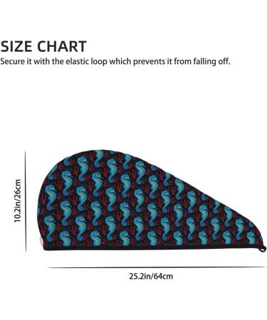 Hair Towel Wrap - Quick Drying Towel Turban for Easy Hair Care (Blue Seahorse) | International Shipping Available - Buy Online on GoSupps.com