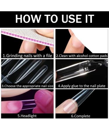 AJTUTUS 192x/Box Soft Gels Tips Extras Long Full Cover Tips Clear Tips Press On Ballerinas False for Salons - Buy Online on GoSupps.com