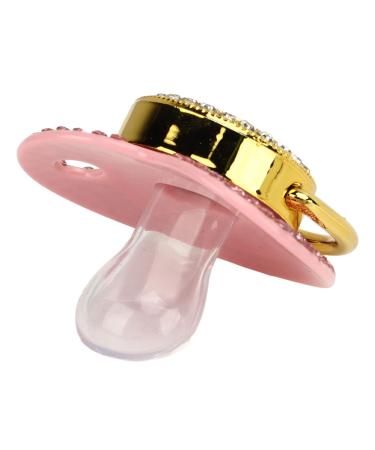 Personalized Bling Golden Baby Pacifier - Rhinestone Silicone Pacifier with Clips | Curved Design & Unique 'M' Letter Talent Artifact - Buy Online on GoSupps.com