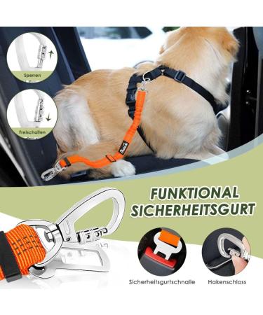 Buy Slowton XS Dog Harness with Seat Belt Breathable & Safe Car Gear for Dogs | 2 Carabiner Hooks | Orange Color - Buy Online on GoSupps.com