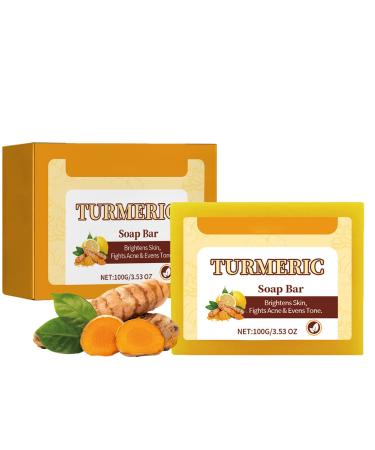 Turmeric Soap - Soap Bar for Dark Spot Remove - Natural Soap Bar for Body & Face - Turmeric Soap Bar - Skincare Handmade Soap Bar for Brighten Acne Dark Spots Hyperpigmentation Smooth Skin