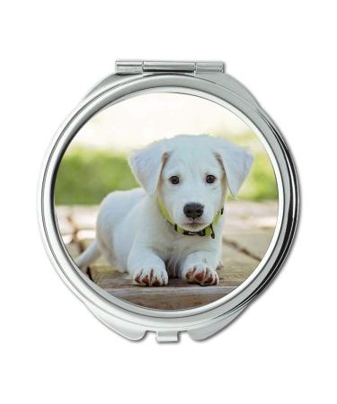 Mirror Travel Mirror Puppy Dog Pet Animal Cute White Adorable Canine pocket mirror portable mirror