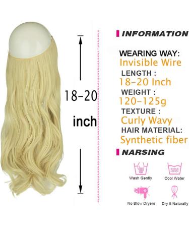 OMGREAT 18 Curly Bleach Blonde Halo Hair Extension - 18 Inch Synthetic Hairpiece for Women | Heat Resistant Fiber | Hidden Wire Headband | 4.2 Oz - Buy Online on GoSupps.com