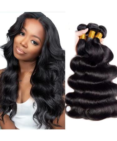 10A Brazilian Virgin Body Wave Hair Bundles - 16 18 20 Inch - 100% Unprocessed Human Hair Extensions - Natural Black - 3 Bundles - Buy Online on GoSupps.com