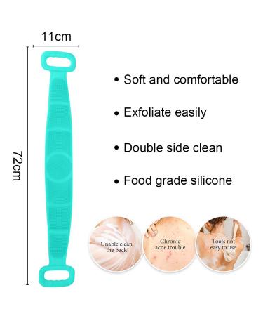 Silicone Bath Body Brush | Exfoliating Back Scrubber for Deep Clean | Suitable for Women & Men | Extra Long & Super Soft (Green) - Buy Online on GoSupps.com