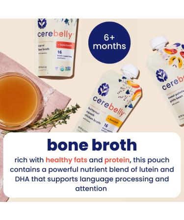 Cerebelly Baby Food Pouches - Sweet Potato Pinto Bean + Chicken Bone Broth (6 Count) - Healthy Kids Snacks - 16 Brain-Supporting Nutrients - No Added Sugar - Veggie Purees - Buy Online on GoSupps.com