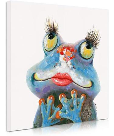 Feminine Frog Wall Decor - Red Lips & Long Eyelash Frog Desk Print for Women - Modern Farmhouse Home Decor - 30x30CM with Frame - Ready to Hang - Buy Online on GoSupps.com