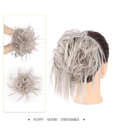 Tousled Updo Messy Bun Hairpiece - Silver Grey Synthetic Ponytail Extension - Buy Online on GoSupps.com