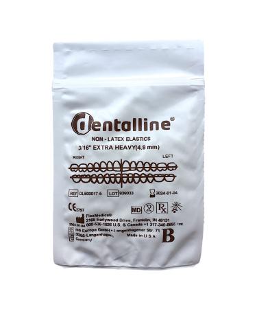 Snorflex dentalline intraoral dental elastics rubber rings latex-free 3/16'' extra heavy 4.8 mm 100 pieces pPack
