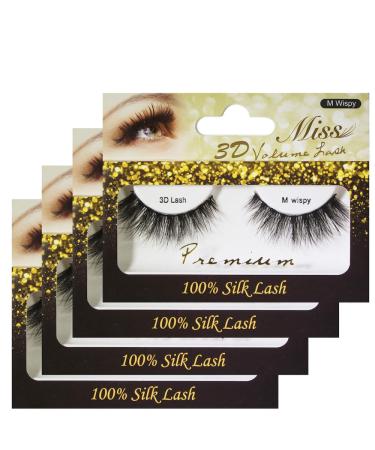 4 PACKS Miss Lashes 3D Volume Silk Eyelash Extension (M Wispy)