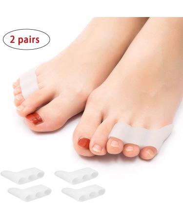 Toe Separator Bunion Corrector for Women Men - Toe Straightener with 2 Loops - Restore Toes Shape - 2 Pairs White - Buy Online on GoSupps.com