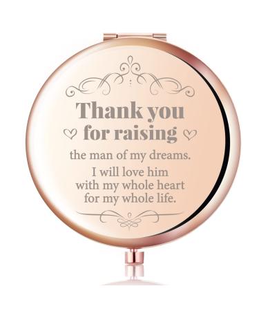 z-crange Thank You for Raising The Man of My Dreams Rose Gold Compact Mirror for Mother of The Groom Unique Mother's Day Birthday Wedding Keepsake Gift for Mother of The Groom from Bride