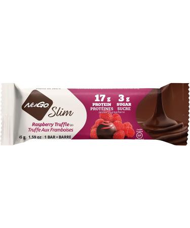 NuGo Slim Dark Chocolate Raspberry Truffle - 17g Protein, Low Sugar, Gluten Free - 12 Count - Buy Online on GoSupps.com