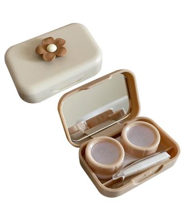 Ptumcial contact lenses 2PCs Cute flowers Sortchable contact lens holder with mirror and applianter tool Travel -contact lenses -bearing container container sleeves