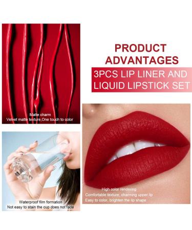 Dark Brown Red Matte Lip Liner and Liquid Lipstick Set for Women | Long Lasting Waterproof Lipstick Packs for Dark Skin | 24 Hour Stay on Lipstick | Matte Lip Stain Lipgloss Sets | 3Pcs by evpct DNM - Buy Online on GoSupps.com