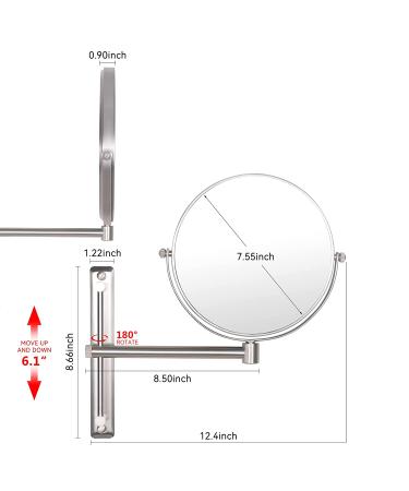 Nicesail 8 Inch Double-Sided Shower Shaving Mirror with 5X Magnification - Brush Nickel Finish - Buy Online on GoSupps.com