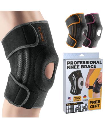 Dr. Brace ELITE Knee Brace with Side Stabilizers & Patella Gel Pads for Maximum Knee Pain Support and fast recovery for men and women-Please Check How To Size Video (Mercury, Large) Large Mercury