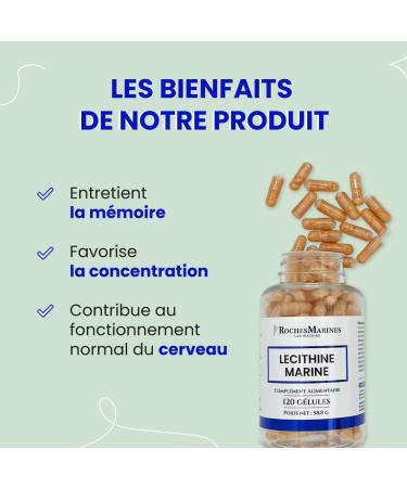 Roches Marines - Food Supplement Marine Lecithin - Memory and Concentration - Omega 3 in Phospholipid Form - 120 Capsules - Developed in France - Buy Online on GoSupps.com