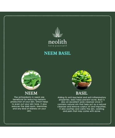  Neolith Neolith Neem Basil Face Mask for Healthy and Luminous Skin Tan Removal Oil Control Blackhead Removal Acne & Skin Whitening 100% Organic | 100g - Buy Online on GoSupps.com