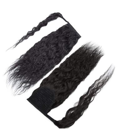 Rich Choices Real Hair Ponytail Extensions - Clip-In Corn Wave Braid Remy Hair 35cm Black #1 - Buy Online on GoSupps.com