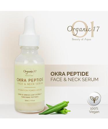 Okra Peptide Face & Neck Serum Hydrating Anti-Aging Serum with Gingko Leaf Extract & Collagen-Boosting Peptides for Youthful Skin Vegan & Cruelty-Free Skincare 30ml - Buy Online on GoSupps.com