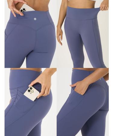 Lapasa Ladies Capri Yoga Leggings - High Waist 3/4 Workout Tights with Pockets - Steel Blue | XS Size - Buy Online on GoSupps.com