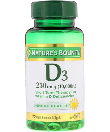 Nature's Bounty D3-10 000 IU Softgels 72 ea - Buy Online on GoSupps.com