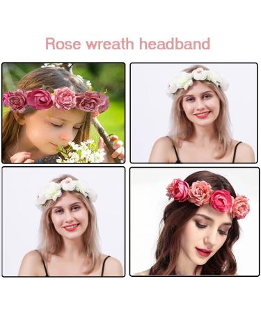 Flower Crown Wreath Set for Women - 2 Bridal Headbands for Weddings & Parties | Elegant Hair Accessories - Buy Online on GoSupps.com