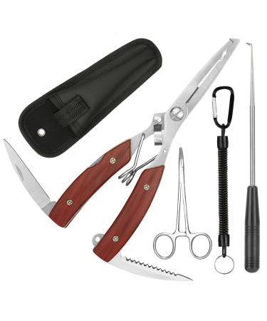 Nelxense multifunctional fishing tongs with vagina & lanyard hook solder fishing pliers ateries pike tongs line cutter angel zangea portable stainless steel pliers fishing for sprinkler tongs.