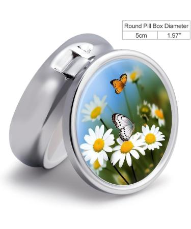 Compact 3-Compartment Pill Box with Butterfly & Daisy Design - Portable Travel Pill Organizer for Handbags & Pockets - Buy Online on GoSupps.com